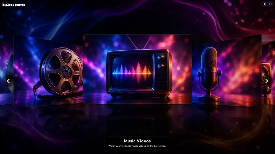 The Digital Center home screen in the Default skin